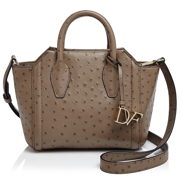 Diane Von Furstenberg Stella Embossed Ostrich Satchel Convertible Crossb… - Picture 4 of 17